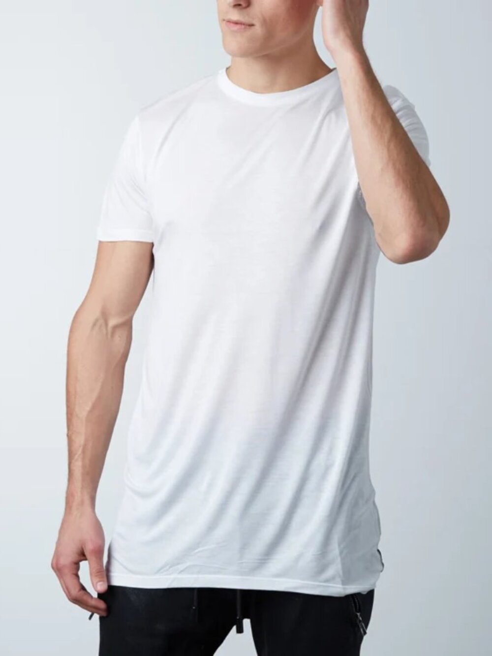 Reese De Luca White Elongated High Low Jersey T-Shirt/15734
